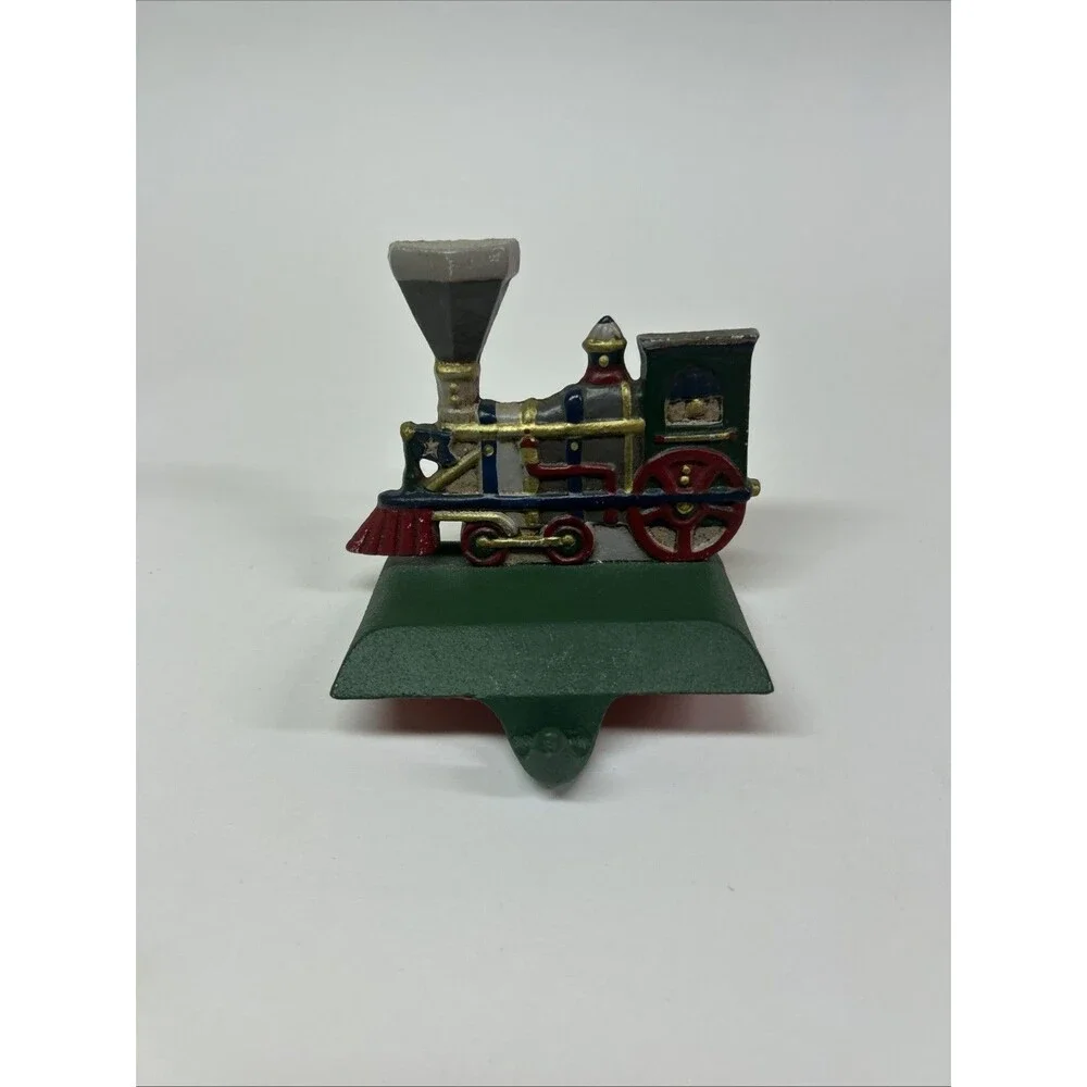 Vintage Midwest of cannon falls cast iron Christmas train stocking hanger Engine